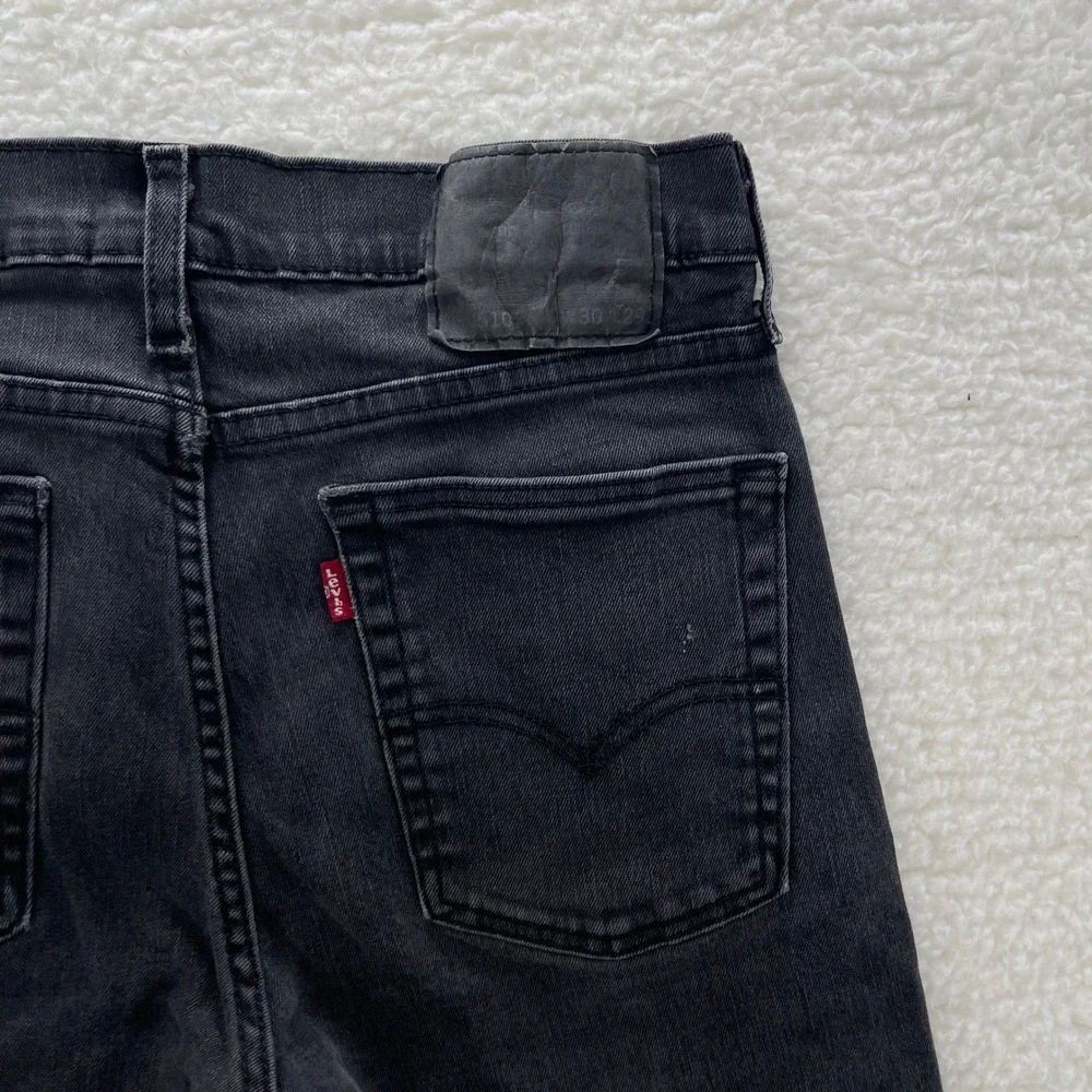 Levis Jeans Mens 30x29 Black 510 Skinny Stretch Denim Grunge Goth Minimalist